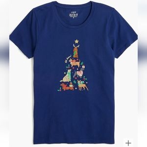 J.Crew Holiday Tree Of Dogs T-shirt, Size Large, New With Tags!
